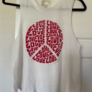 Spiritual Gangster White Tank Top with Red Peace Love Graphic